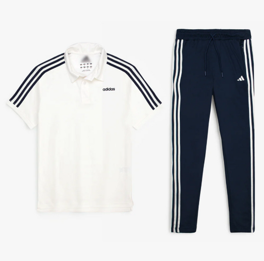 ADS PREMIUM MESH THREE STRPS TRACKSUIT MEN WHITE-NAVY